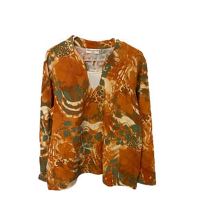 1x Plus Size Blouse by Rebecca Malone Multicolor shirt orange EUC long sleeve